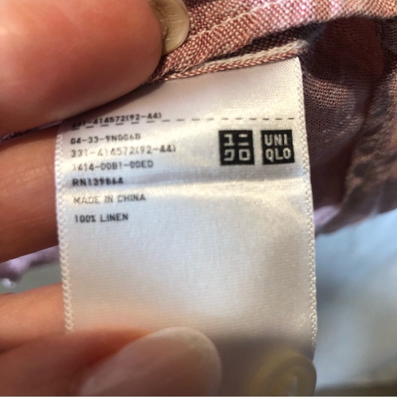 Mens Uniqlo 100 linen long sleeve shirt button down excellent condition size L - Picture 5 of 7